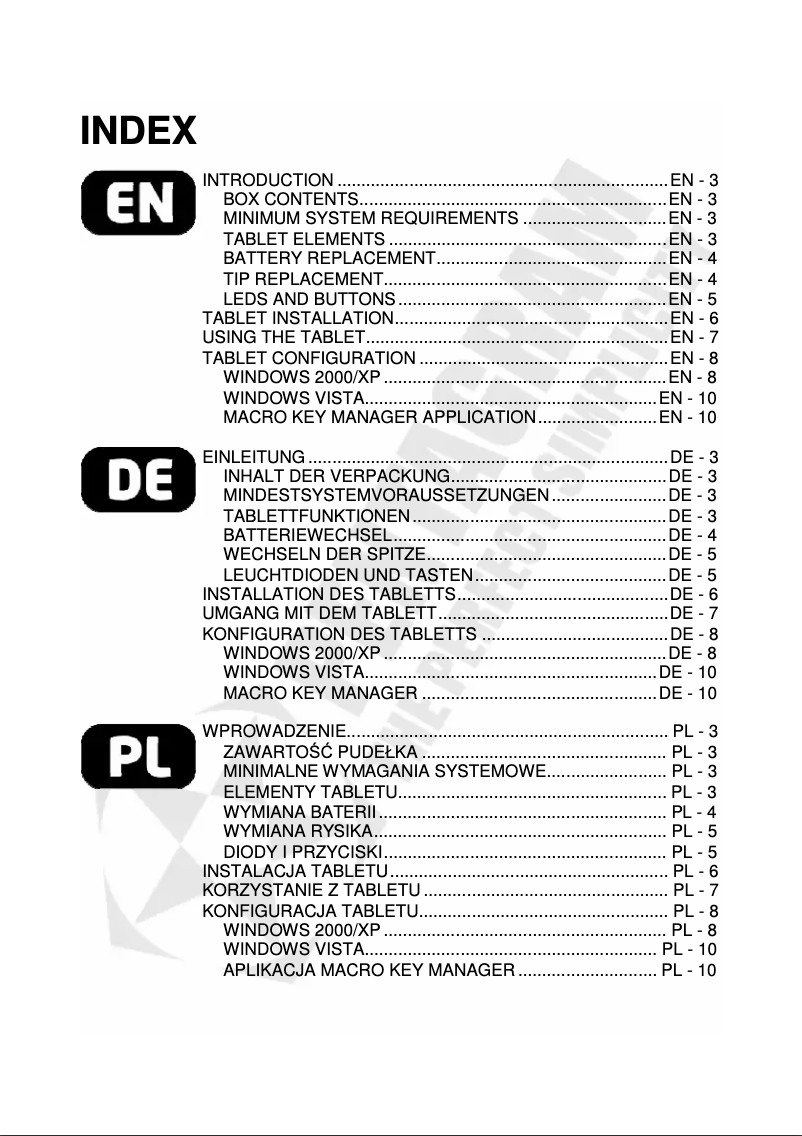 Page n°1 - Manuel utilisateur Pentagram O-pen Wide P 2004