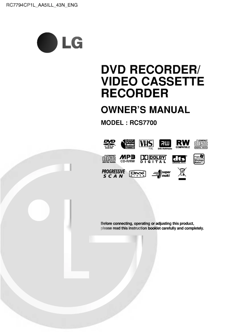 Imagen de la primera página del manual del dispositivo RCS7700