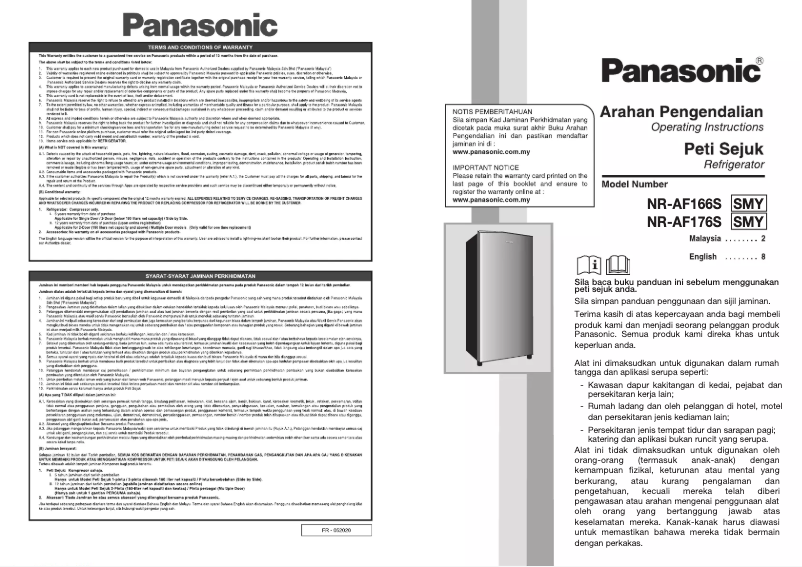 Page 1 de la notice Manuel utilisateur Panasonic NR-AF176S