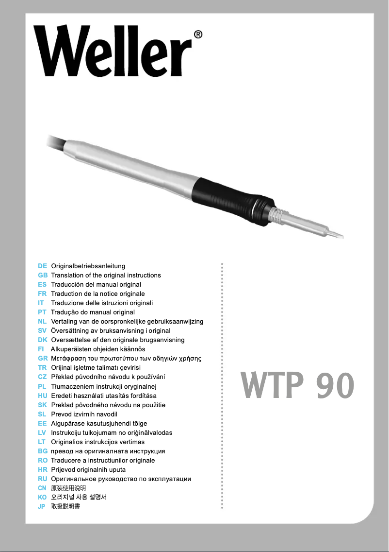 Page n°1 - Manuel utilisateur Weller DAP 90