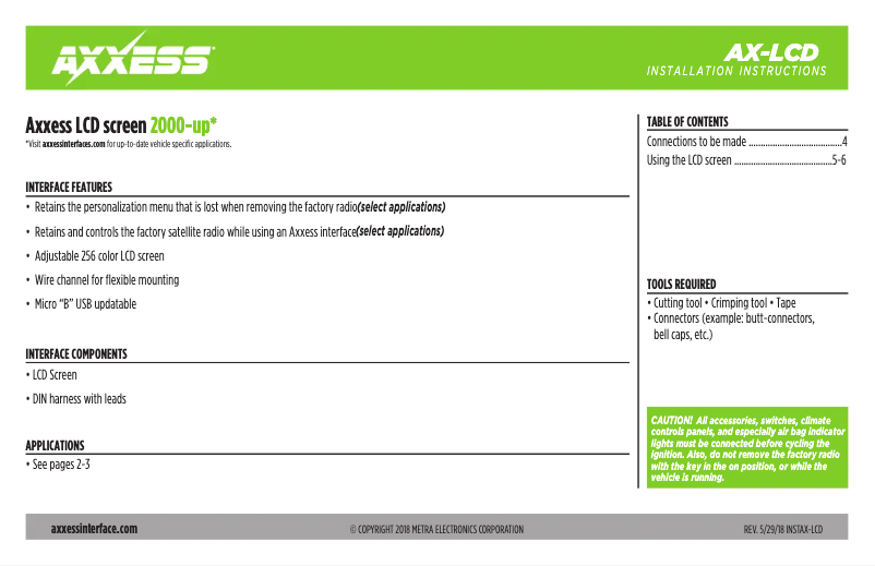 Image de la première page du manuel de l'appareil AX-LCD