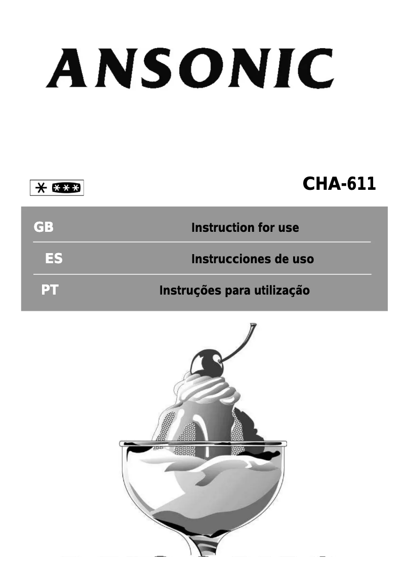 Page n°1 - Manuel utilisateur Ansonic CHA 611