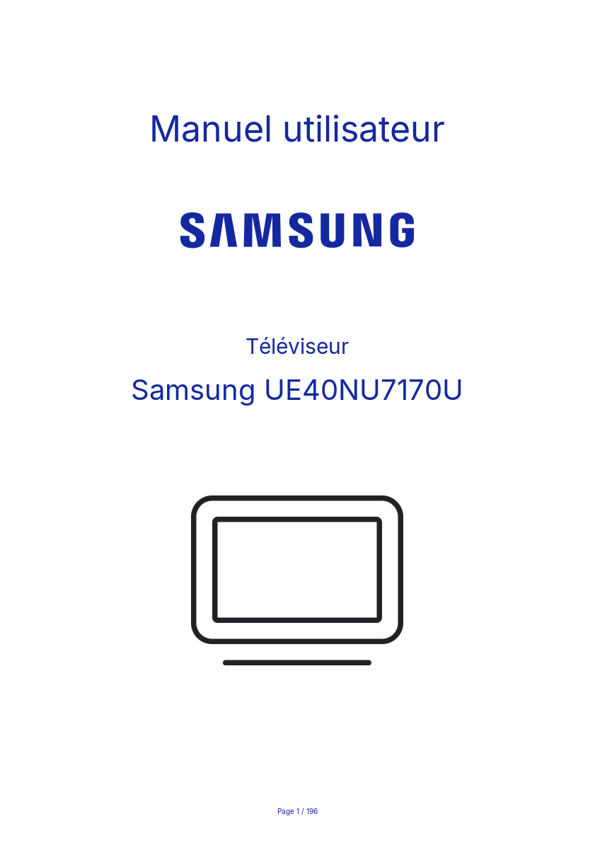 Image de la première page du manuel de l'appareil UE40NU7170U