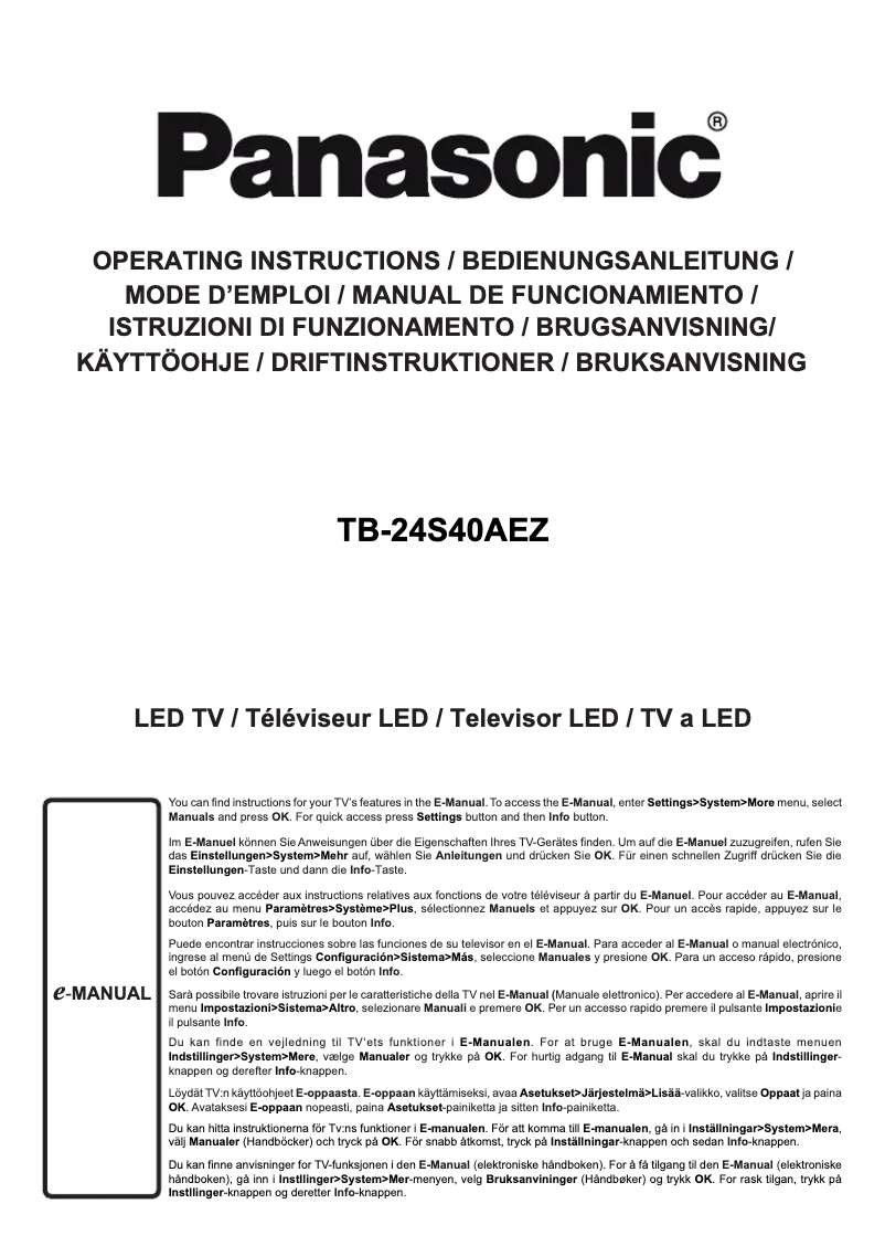 Image de la première page du manuel de l'appareil TB-24S40AEZ