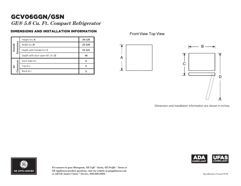 First page image of the manual for GCV06GGNBB