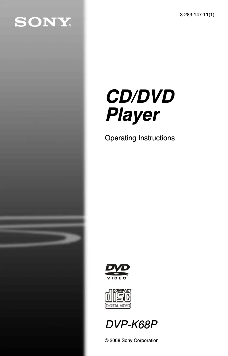 Page n°1 - Manuel utilisateur Sony DVP-K68P