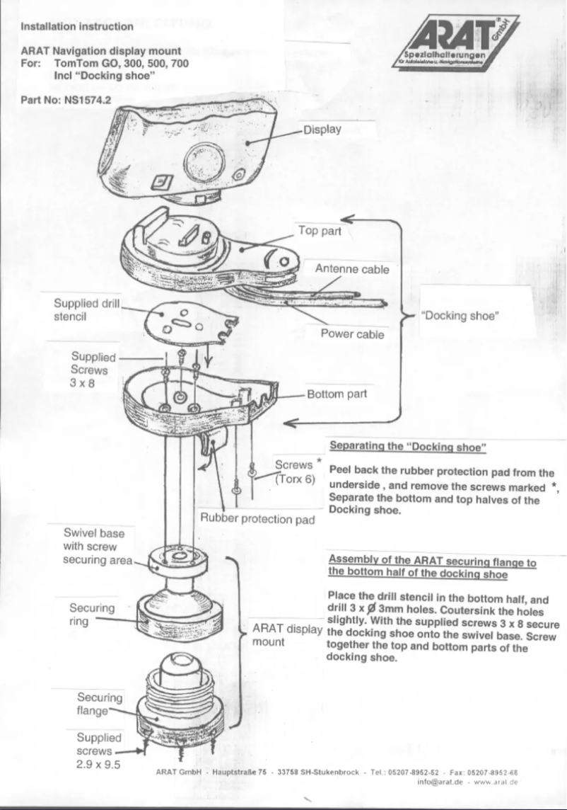 Page n°1 - Manuel utilisateur Arat NS1574.2