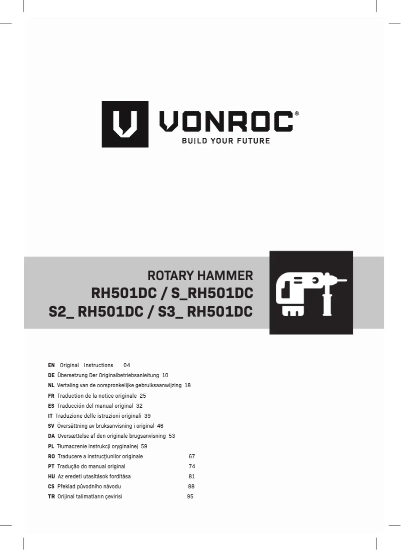 Page n°1 - Manuel utilisateur Vonroc RH501DC