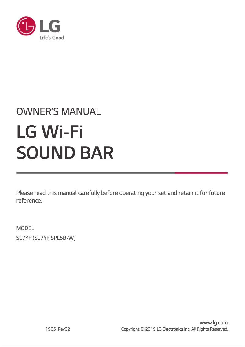 Image de la première page du manuel de l'appareil SL7YF