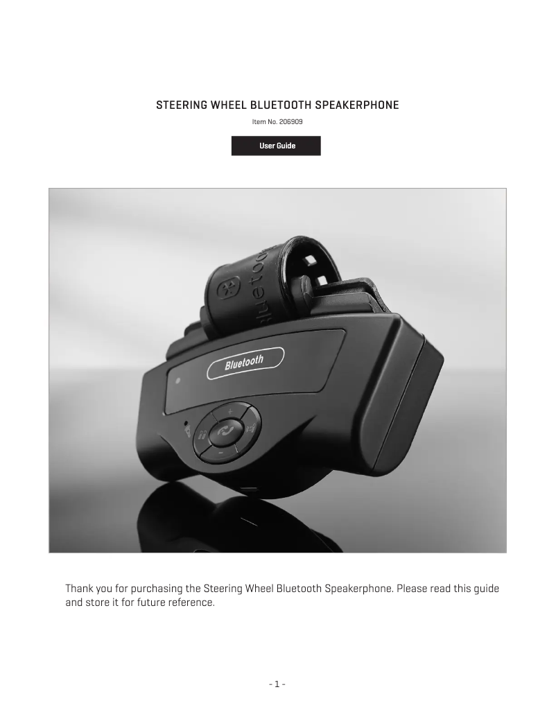 Page n°1 - Manuel utilisateur Sharper Image Steering Wheel Bluetooth Speakerphone