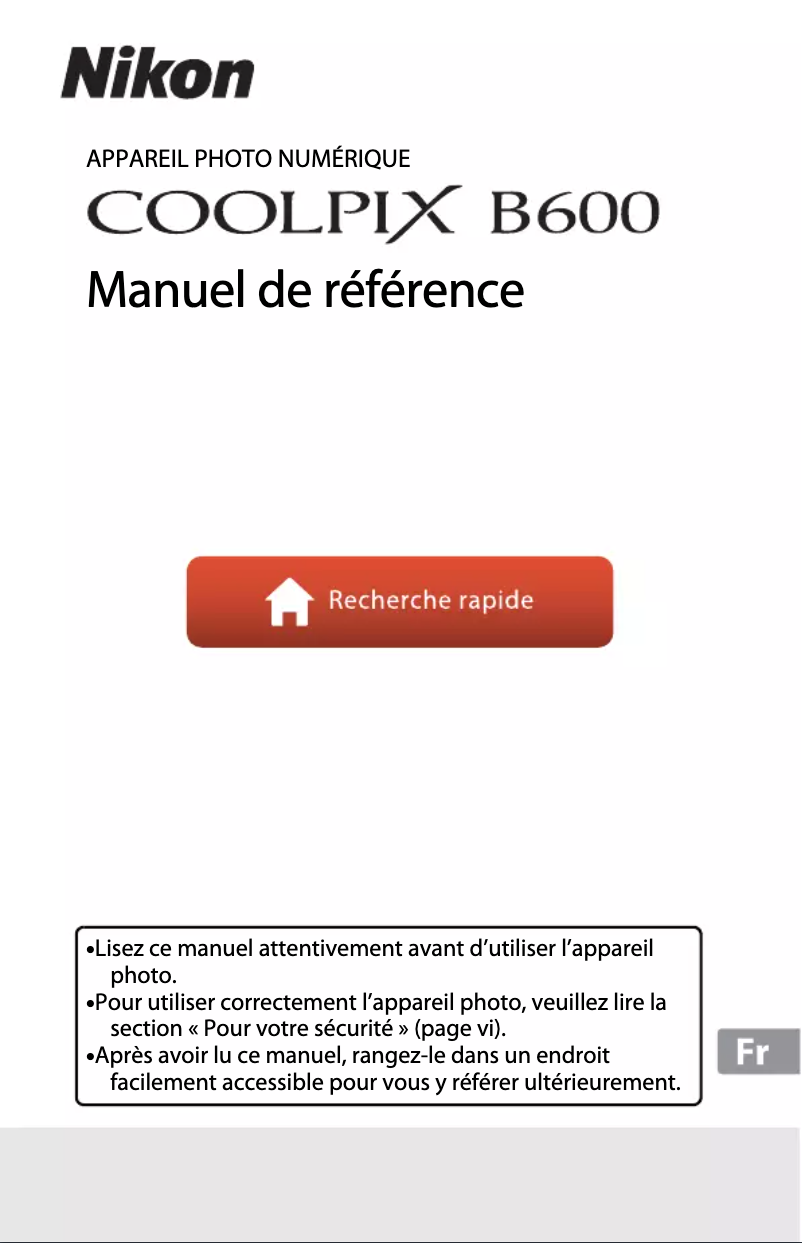 Image de la première page du manuel de l'appareil Coolpix B600