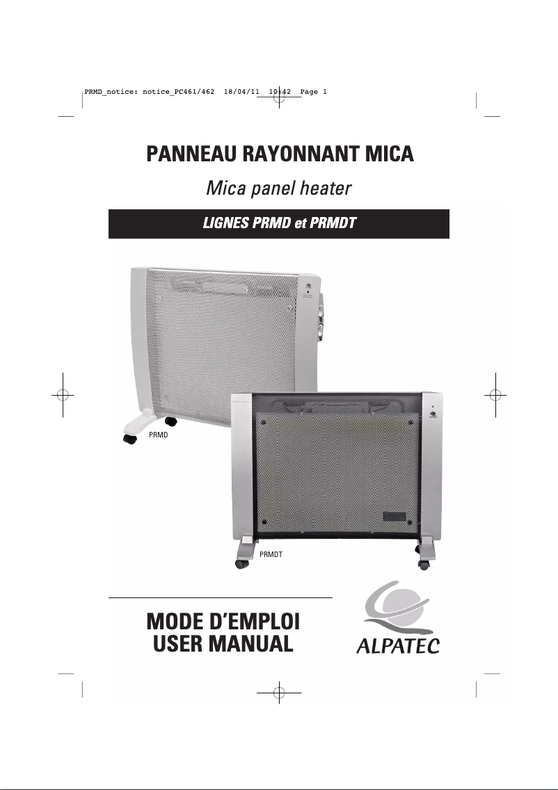 Page n°1 - Manuel utilisateur Alpatec PRMD 1500