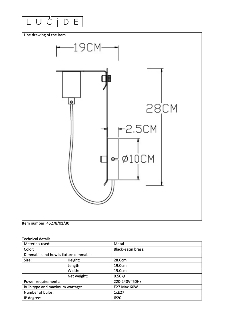 Page n°1 - Manuel utilisateur Lucide Malcolm 45278/01/30