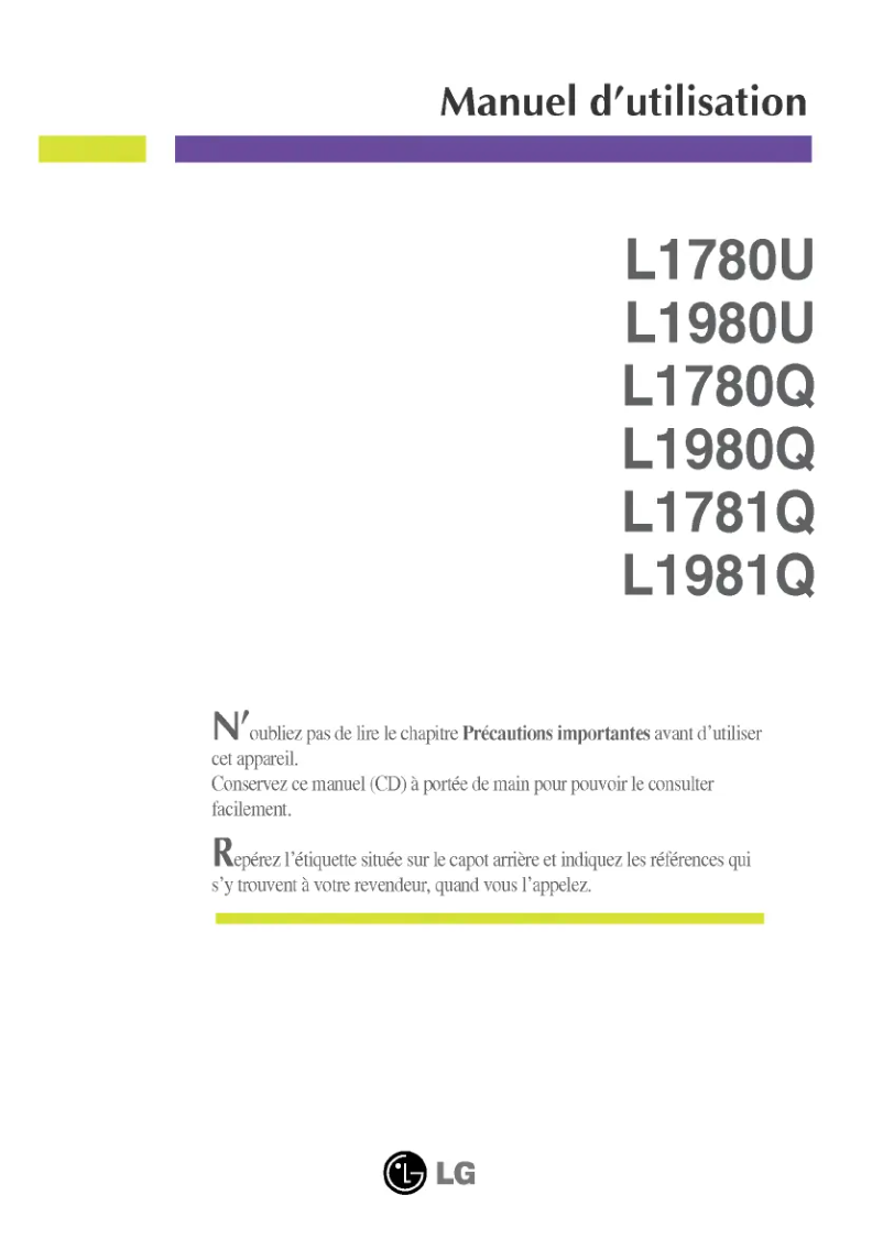 Page n°1 - Manuel utilisateur LG L1980U