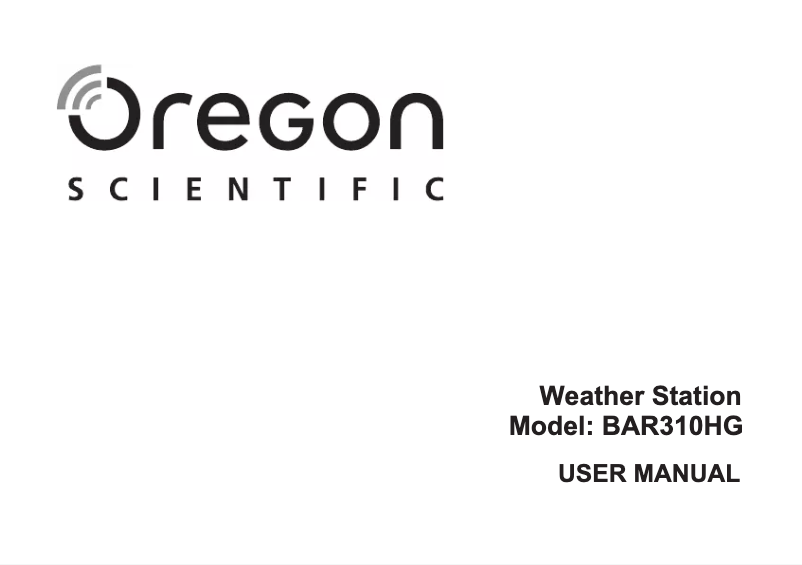 Page 1 de la notice Manuel utilisateur Oregon Scientific BAR310HG
