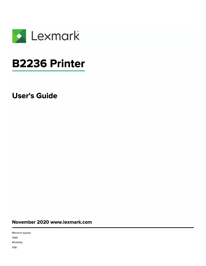 Page 1 de la notice Manuel utilisateur Lexmark B2236dw