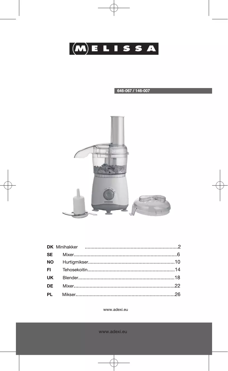 Page 1 de la notice Manuel utilisateur Melissa 146-007