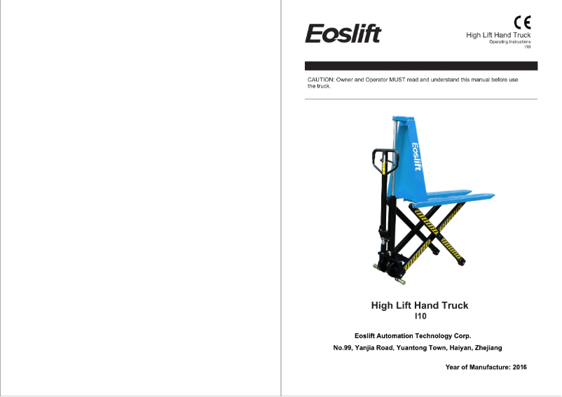 Page n°1 - Manuel utilisateur Eoslift I10