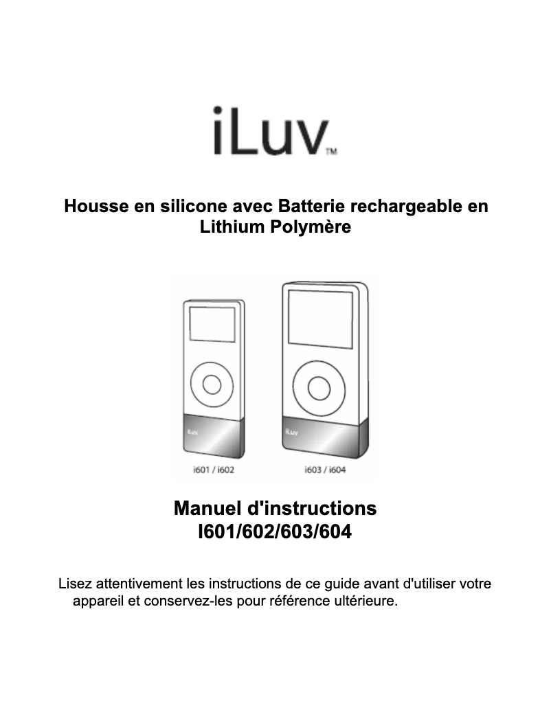 Image de la première page du manuel de l'appareil i601
