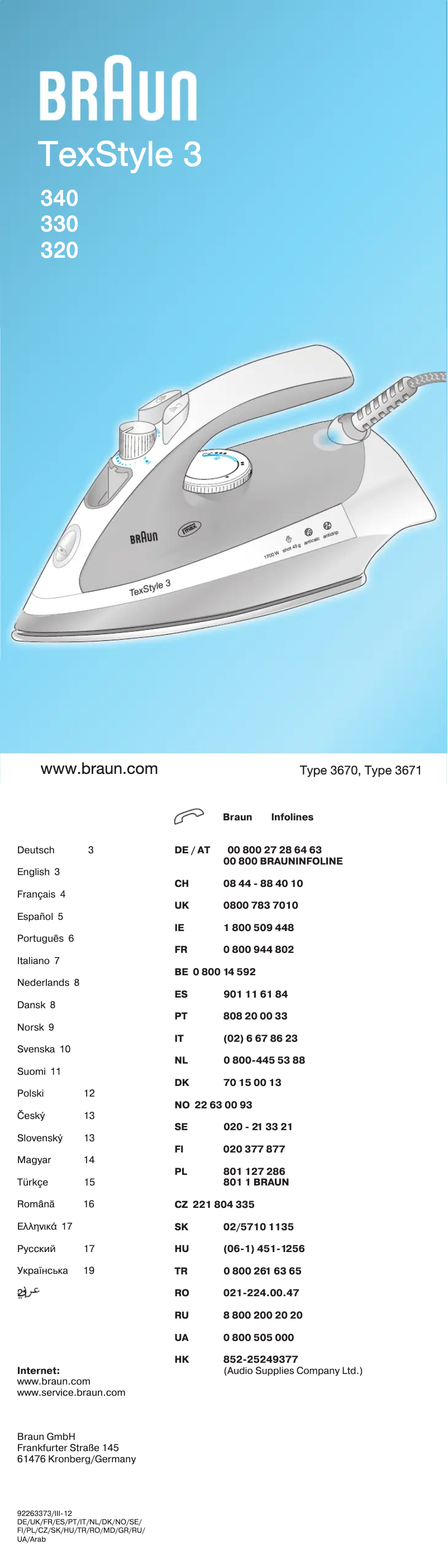 Página 1 del manual Manual de usuario Braun TexStyle 3 TS 330