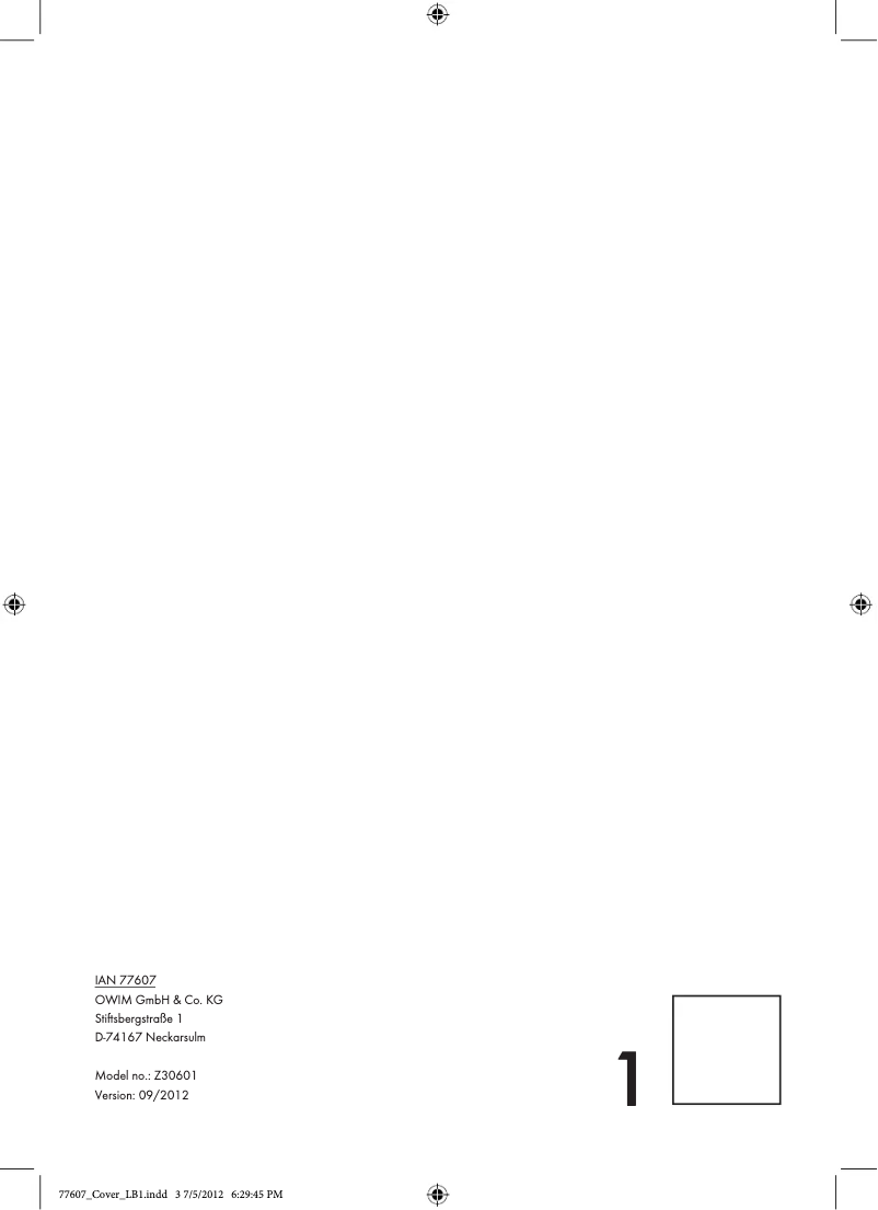 Page 1 de la notice Manuel utilisateur Crivit IAN 77607