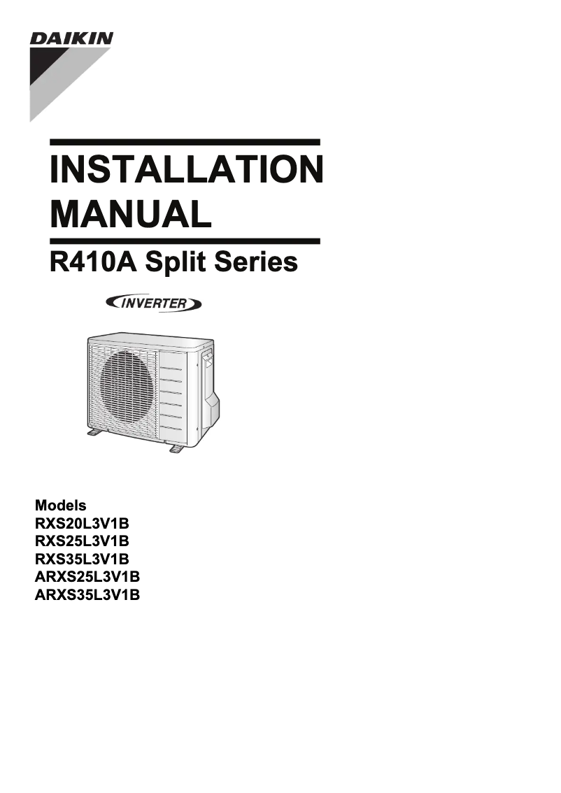 Page 1 de la notice Manuel utilisateur Daikin ARXS35L3V1B