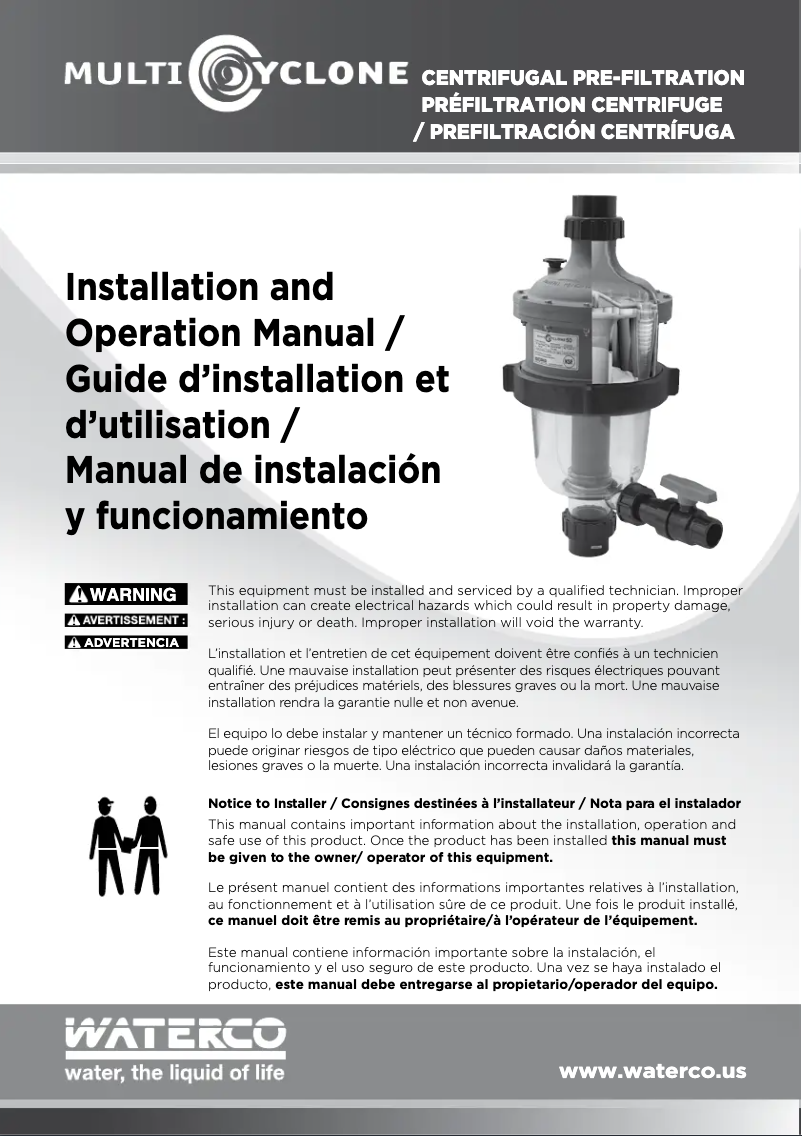 Page n°1 - Manuel utilisateur Waterco MultiCyclone MC16