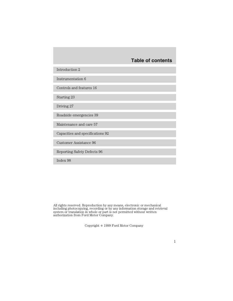 Page 1 de la notice Manuel utilisateur Ford F-53 Motorhome Chassis (2000)