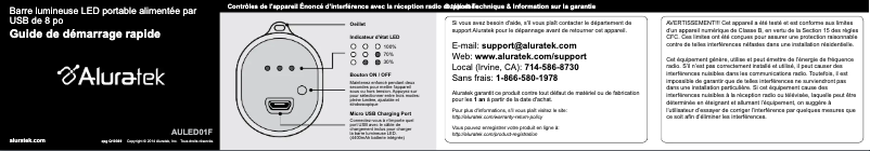 Page 1 de la notice Manuel utilisateur Aluratek AULED01F