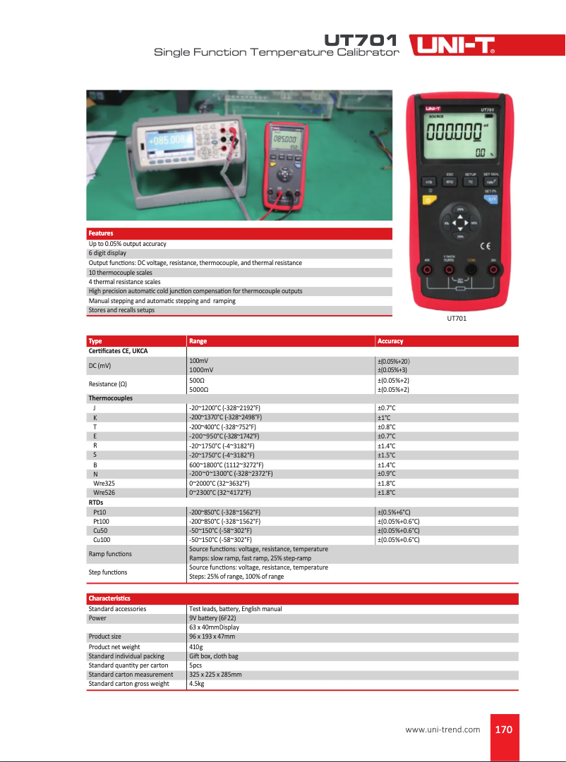 Image de la première page du manuel de l'appareil UT701