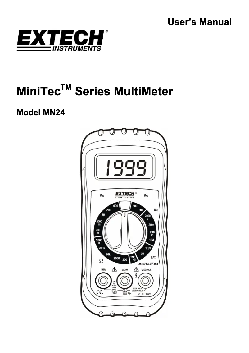 Page n°1 - Manuel utilisateur Extech MN24