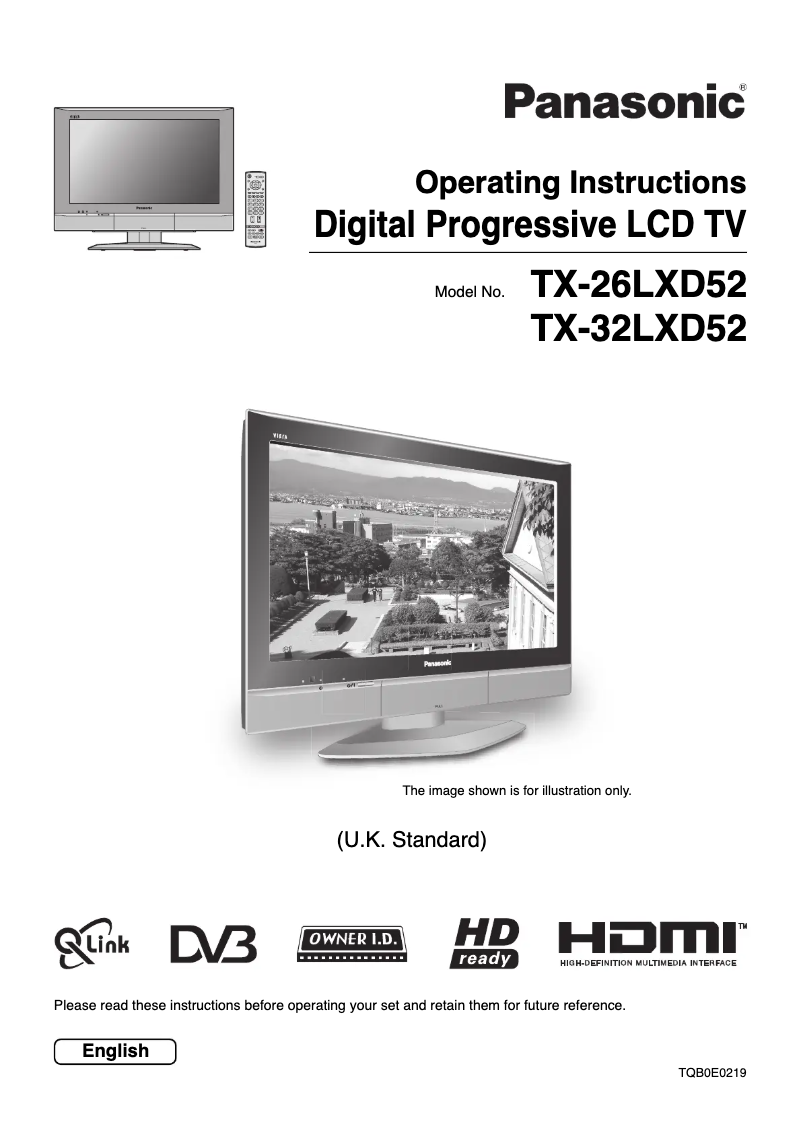 Image de la première page du manuel de l'appareil Viera TX-32LXD52