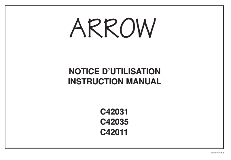 Page 1 de la notice Manuel utilisateur Arrow CH2031