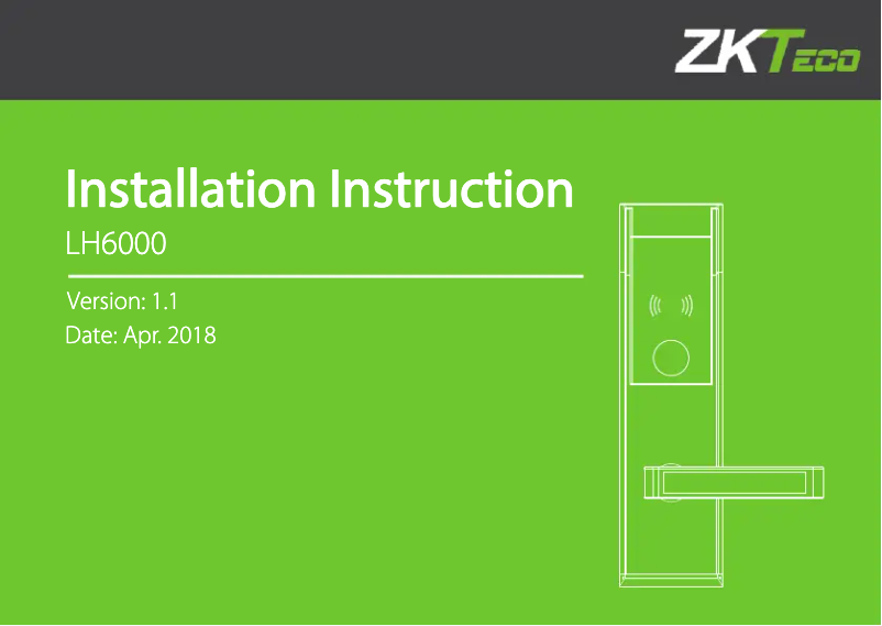 Page 1 de la notice Guide d'installation ZKTeco LH6000