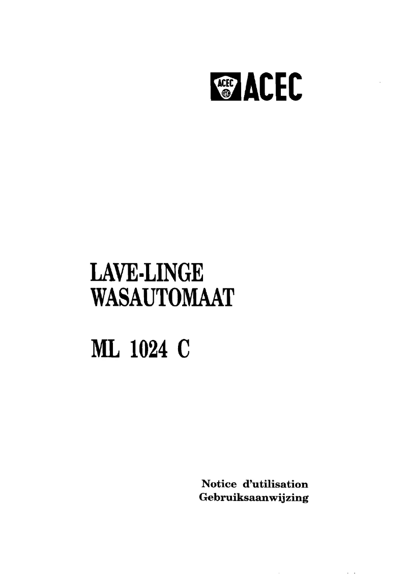 Page n°1 - Manuel utilisateur Acec ML 1024 C