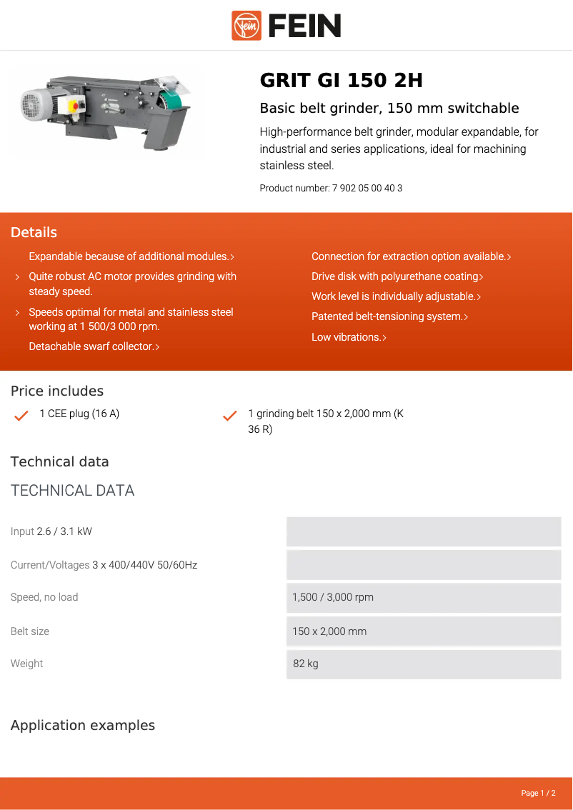 Image de la première page du manuel de l'appareil GRIT GI 150 2H