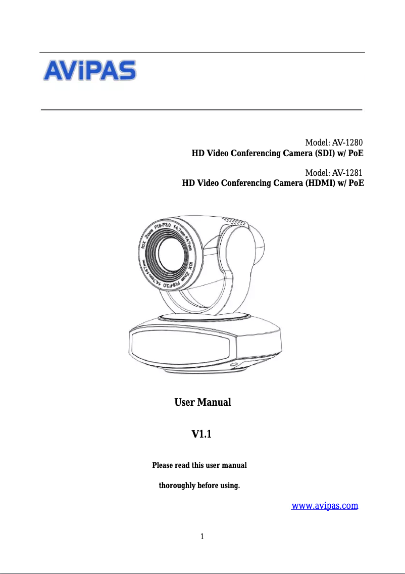 Page n°1 - Manuel utilisateur AViPAS AV-1281