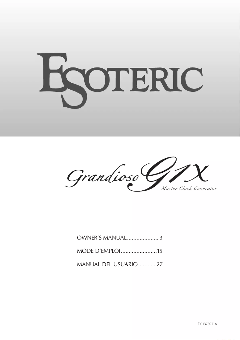 Image de la première page du manuel de l'appareil Grandioso G1X