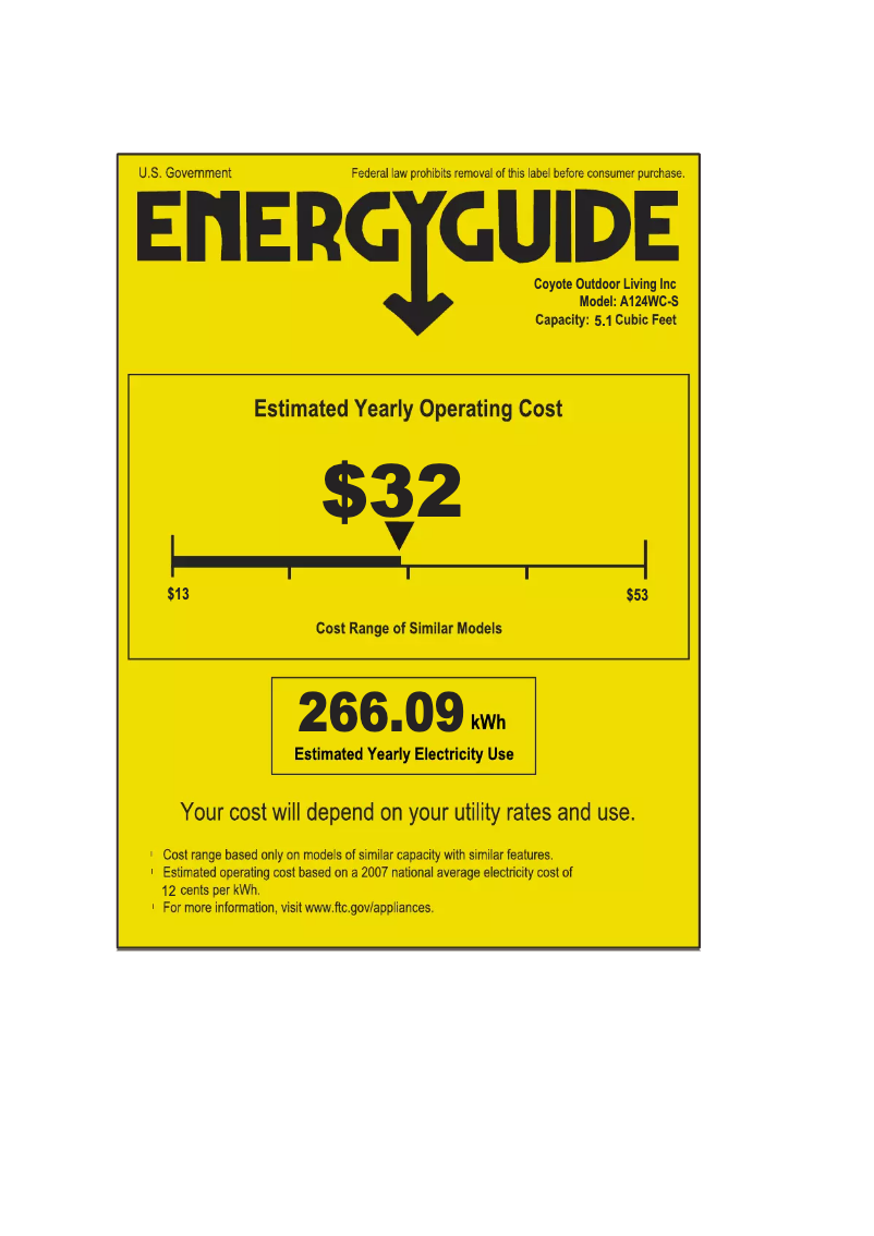 Page n°1 - Label énergétique Azure A124WC-S