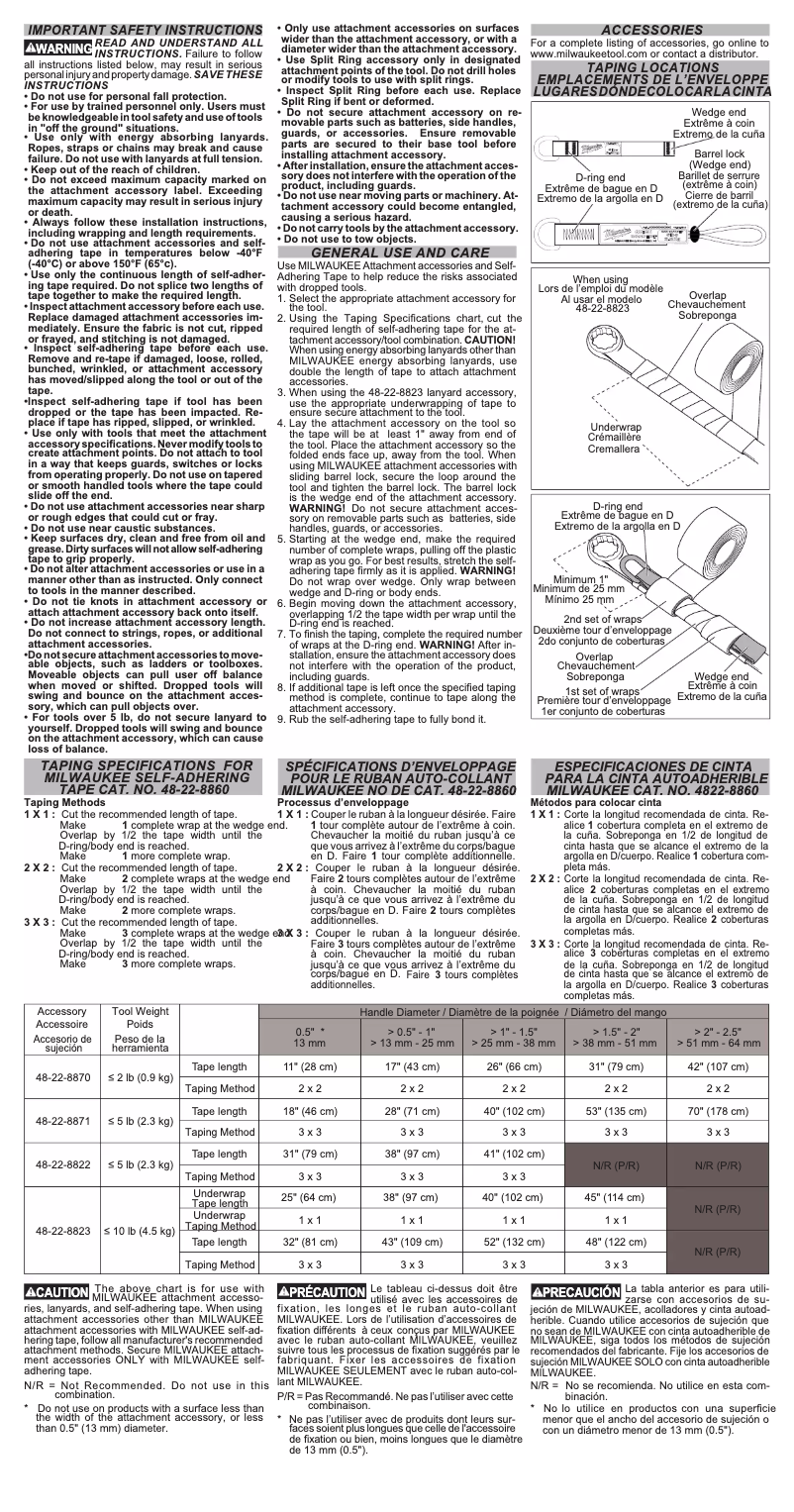 Page n°1 - Manuel utilisateur Milwaukee 48-22-8860