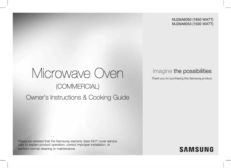 Page n°1 - Manuel utilisateur Samsung MJ26A6093AT