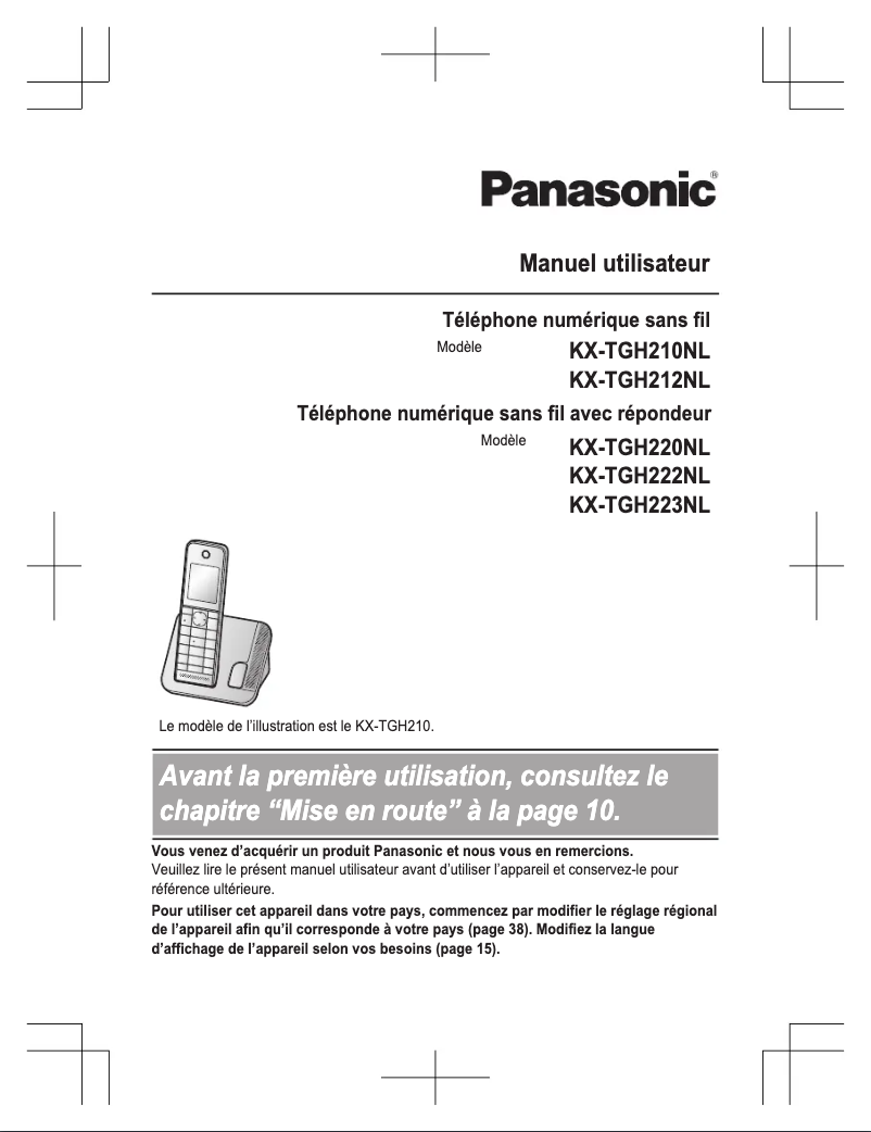 Imagen de la primera página del manual del dispositivo KX-TGH220NL