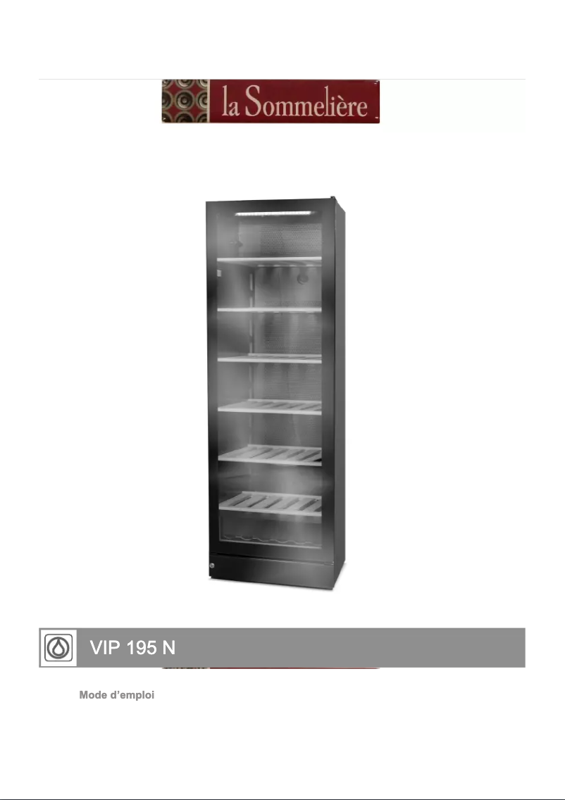 Page n°1 - Manuel utilisateur La Sommelière VIP 195 N