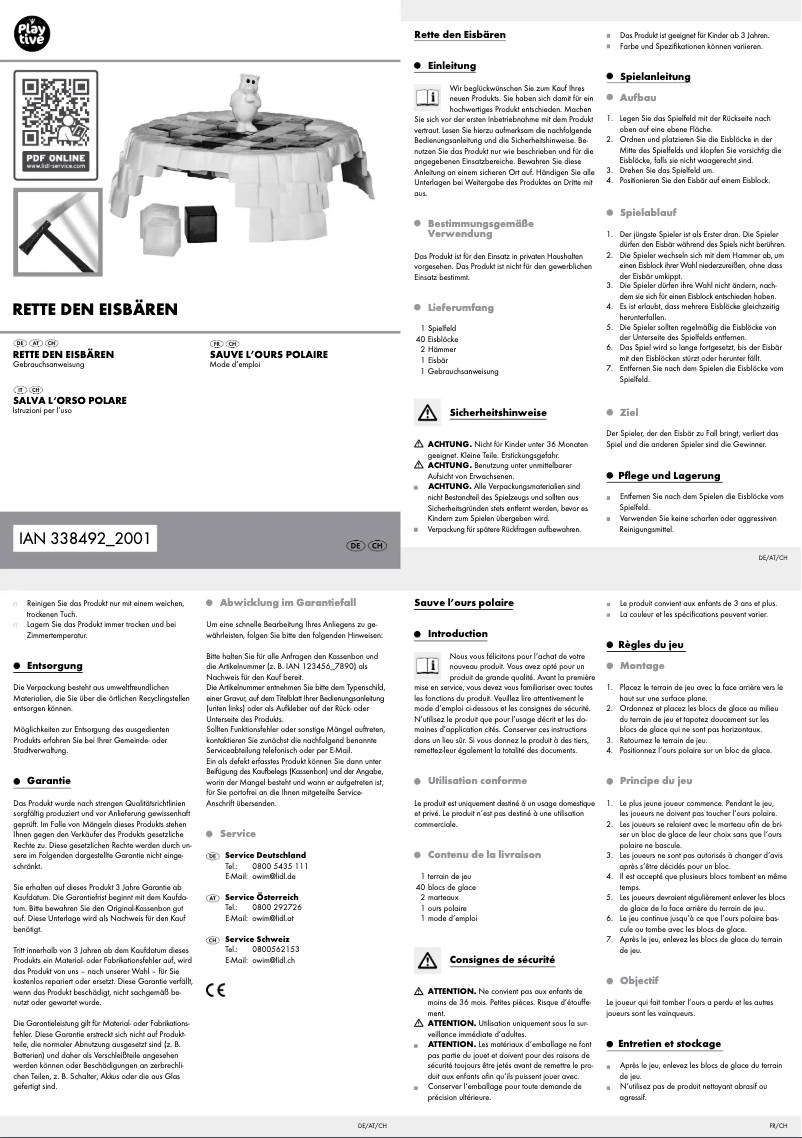 Page 1 de la notice Manuel utilisateur Playtive HG06623