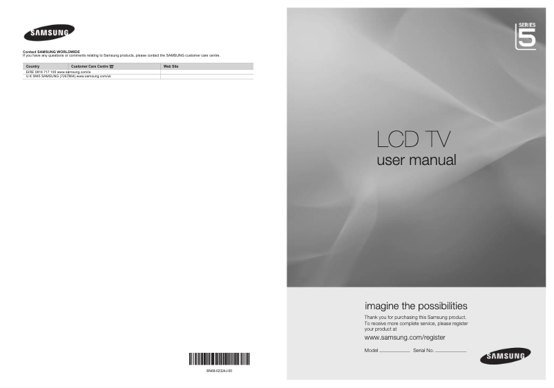 Image de la première page du manuel de l'appareil LE37B550A5W