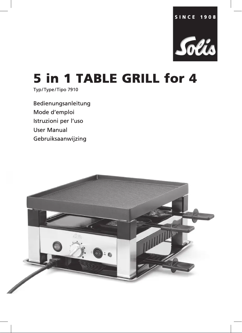 Page n°1 - Manuel utilisateur Solis 5 in 1 Table Grill 7910