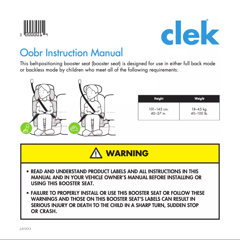 Image de la première page du manuel de l'appareil Oobr