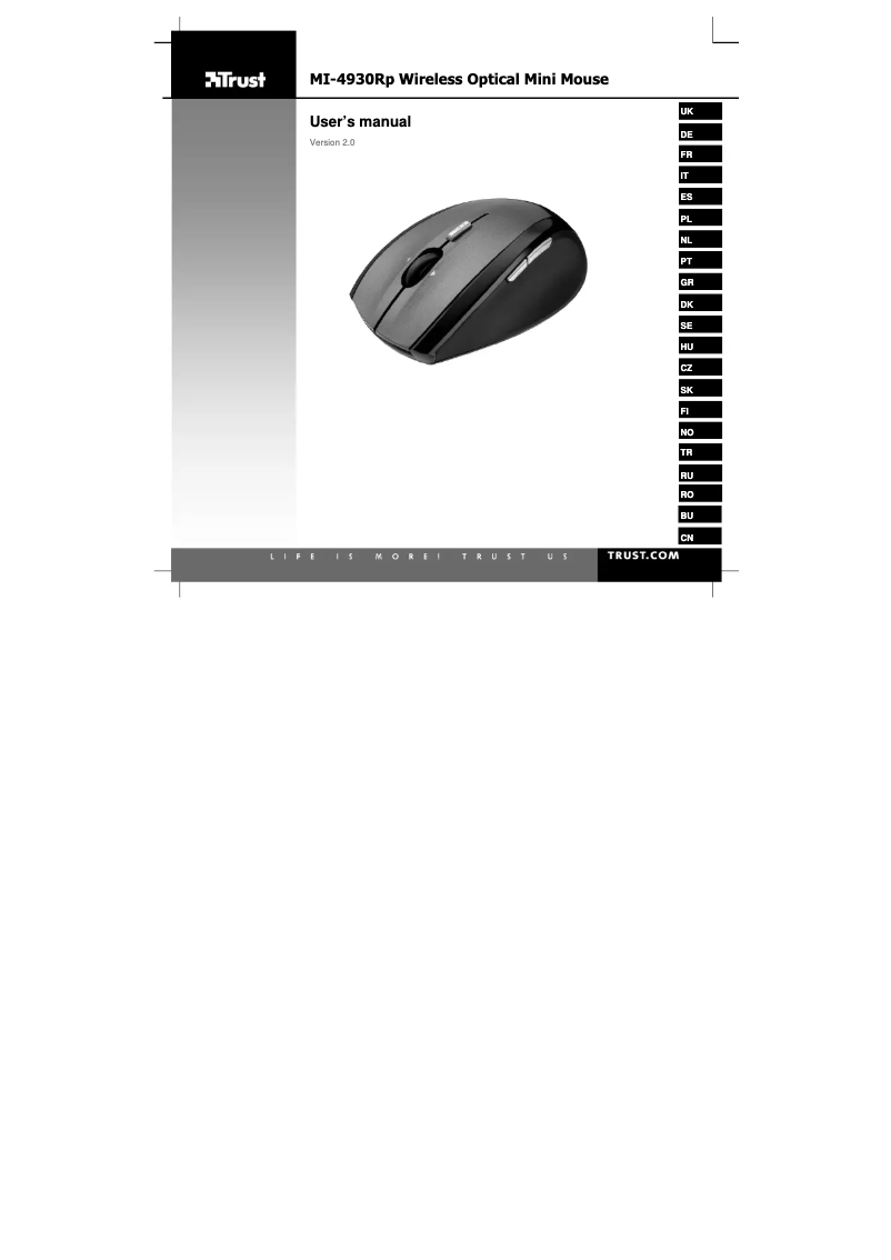 Page 1 de la notice Manuel utilisateur Trust Wireless Optical Mini Mouse MI-4930Rp (4 Pack)