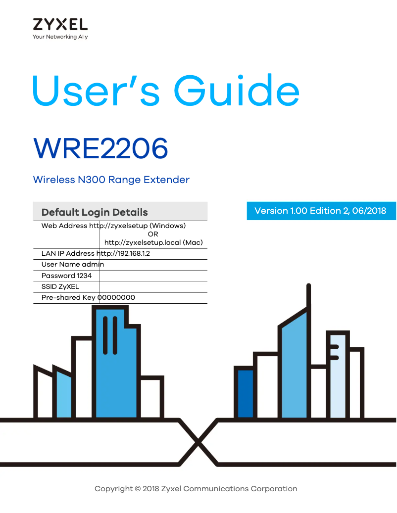 Page n°1 - Manuel utilisateur ZyXEL WRE2206