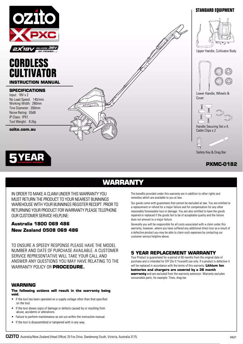 Image de la première page du manuel de l'appareil PXMC-0182